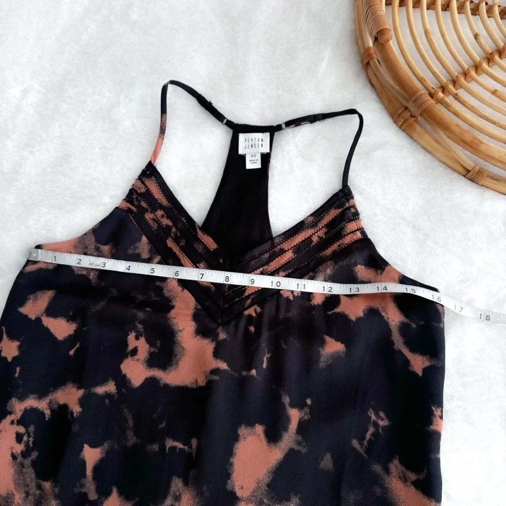 Evereve Peyton Jensen Willa Shift Midi Dress Tie Dye Black Coral NEW